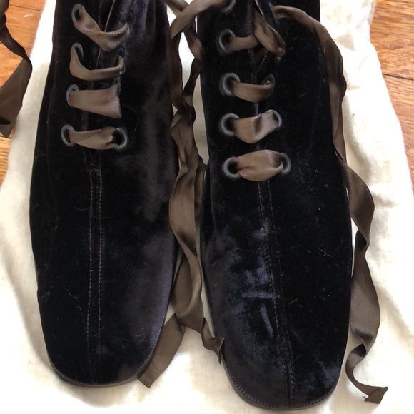 Sold Vero Cuoio vintage velvet boots - Picture 3 of 5
